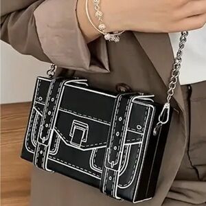 Trendy Two-dimensional Square Anime Box Crossbody Bag, Cartoon Make-up Bag